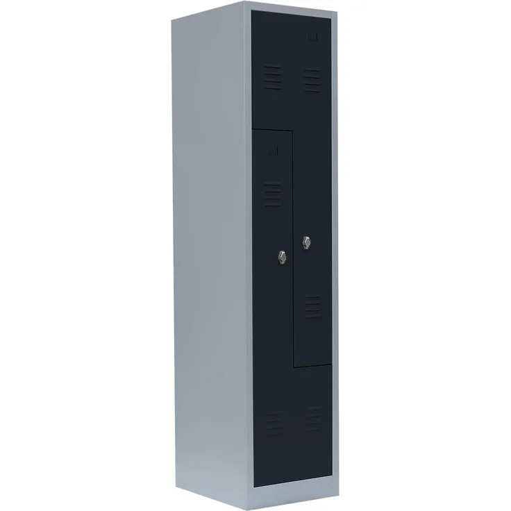 2er Z-Spind Umkleideschrank Stahl Kleiderschrank Garderobenschrank Lichtgrau/Anthrazit (H x B x T): 180 x 41,5 x 50 cm / 525108