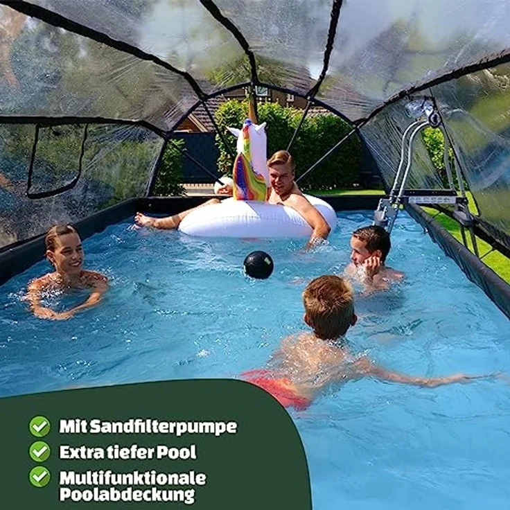 Exit Aufstellpool Framepool mit Dach | Braun | 540 x 250 x 122 cm – Bild 2