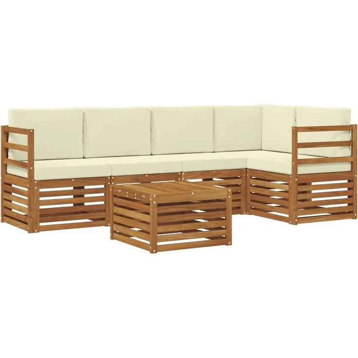 vidaXL Outdoor-Sofagarnitur 6 stk. 5-Sitzer Natur und Creme 3374830 – Bild 2