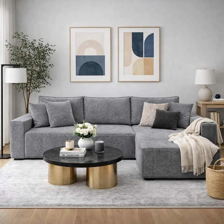 KRISAN MÖBEL Ecksofa EDEN in Grau 235 x 75 x 144 cm, modernes Ecksofa mit Schlaffunktion Links und Rechts montierbar – Bild 4