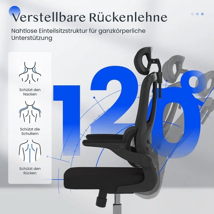FLEXISPOT Bürostuhl Ergonomischer Schreibtischstuhl, Höhenverstellbarer Sitz, Arbeitsstuhl, Computerstuhl, 95°-120° – Bild 3