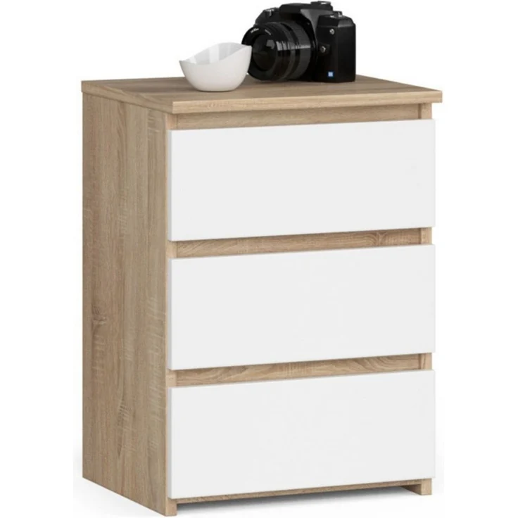 Home Collective Kommode 40 cm breit Holz Highboard Sideboard für Flur Schlafzimmer Wohnzimmer (Mehrzweckschrank Schrank schmal Kommode Schlafzimmer mit Schubladen), Kinderzimmer Organizer, 57 cm hoch mit 3 Schubladen sonoma Eiche-weiß – Bild 5