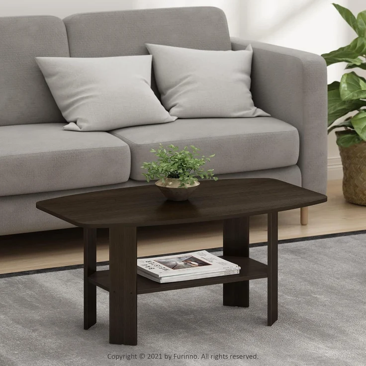 Furinno Couchtisch im schlichten Design, Dunkelbraun – Bild 2