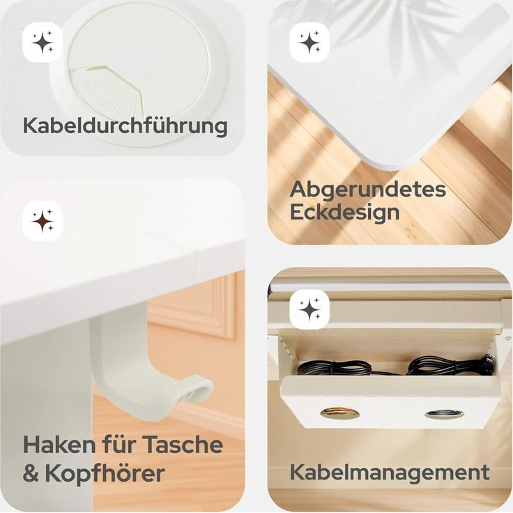 Arebos Schreibtisch Computer-Bürotisch 160 x 80 cm, elektrisch Memory-Funktion, 72-118 cm höhenverstellbar, Hebekapazität: 70 kg – Bild 7