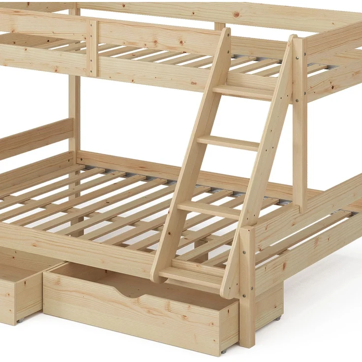 Etagenbett Everest Naturholz 140x200 / 90x200 cm mit Schubladen Vitalispa – Bild 6