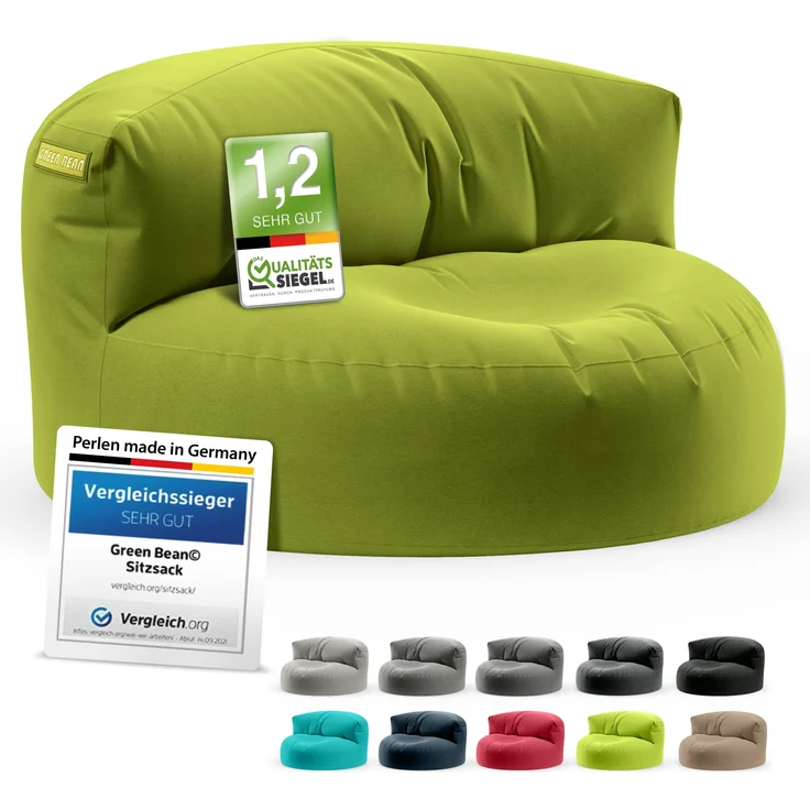 Green Bean® Sitzsack ergonomische Rückenlehne, waschbarer Bezug, mit Füllmaterial grün, 90x50 cm – Bild 8