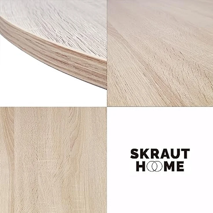Skraut Home - Esszimmermöbel, Packung mit 4 Esszimmerstühlen | Gepolsterter Stuhl, Esszimmerstühle, Runder Fester Esstisch | Eiche | Schwarz Beine – Bild 4