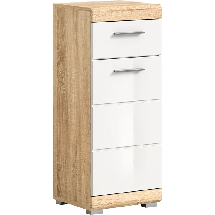 Badschrank Lambada - Sonoma Eiche / Weiß Hochglanz