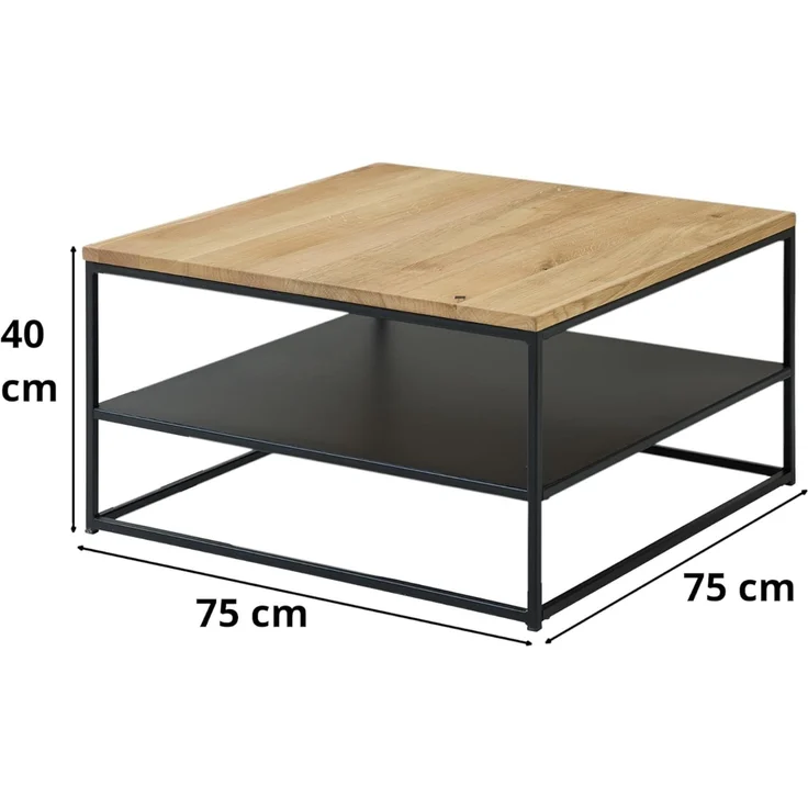 moebel-dich-auf Couchtisch TIRANO (1 Tisch im quadratisches Design (75 x 75 cm), Tischplatte aus massivem Eichenholz – Bild 3