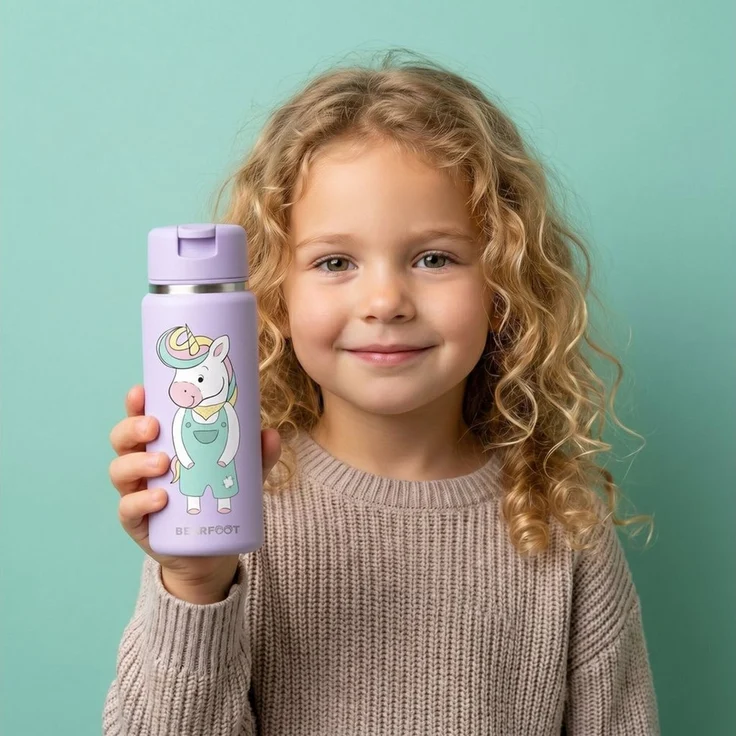 BEARFOOT Trinkflasche TINY Thermo Kinder Trinkflasche Edelstahl - Einhorn, Thermosflasche, auslaufsicher, Edelstahl, Kinderflasche, BPA-frei – Bild 4