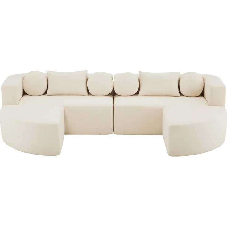 Merax 4-Sitzer Sofas, 292cm Modulare Sofa, Modulare Schlafcouch mit Schlaffunktion, Vollkomprimierte Cloud Couch, Chenille, Ohne Montage, Beige – Bild 10