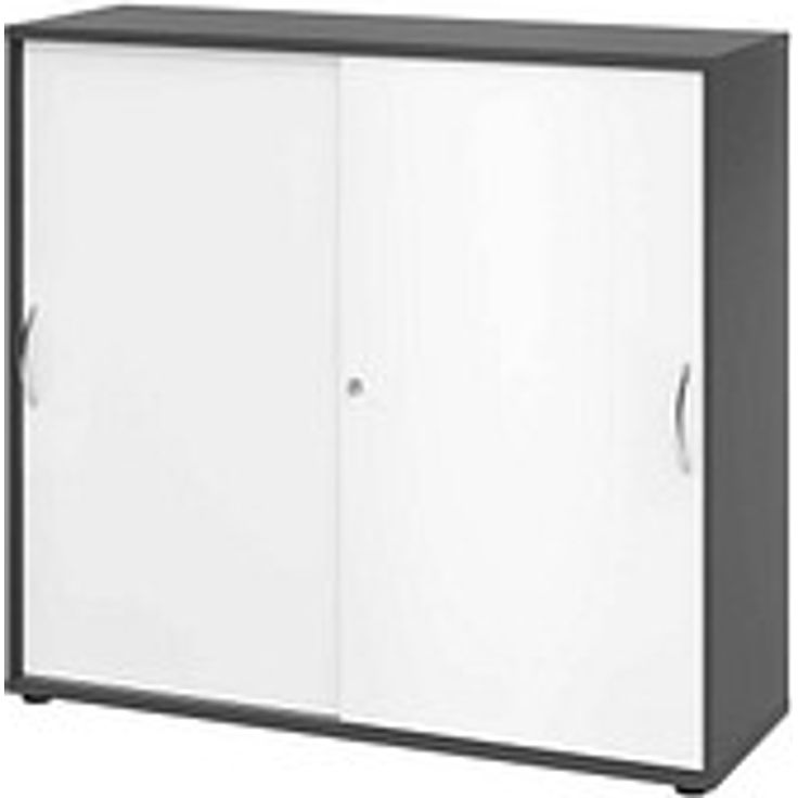 HAMMERBACHER Schiebetürenschrank 1753S, grafit/weiß, 2 Fachböden, 120 x 40 x 110 cm, abschließbar, modern designert