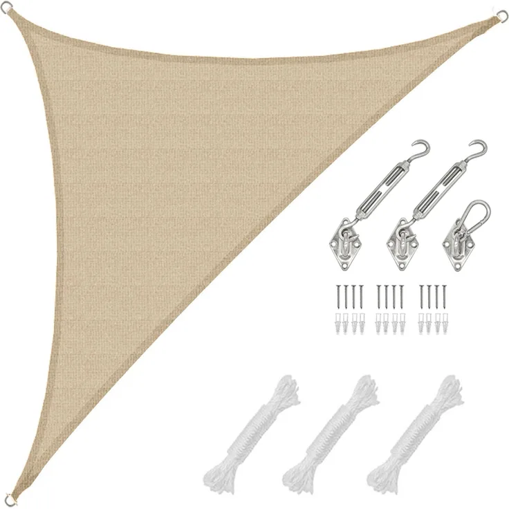 4,2x4,2x6 Sonnensegel Atmungsaktiv mit Befestigung Beige