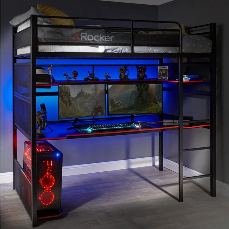 X Rocker Hochbett Battlebunk Gaming Hochbett mit XL-Schreibtisch – Bild 1