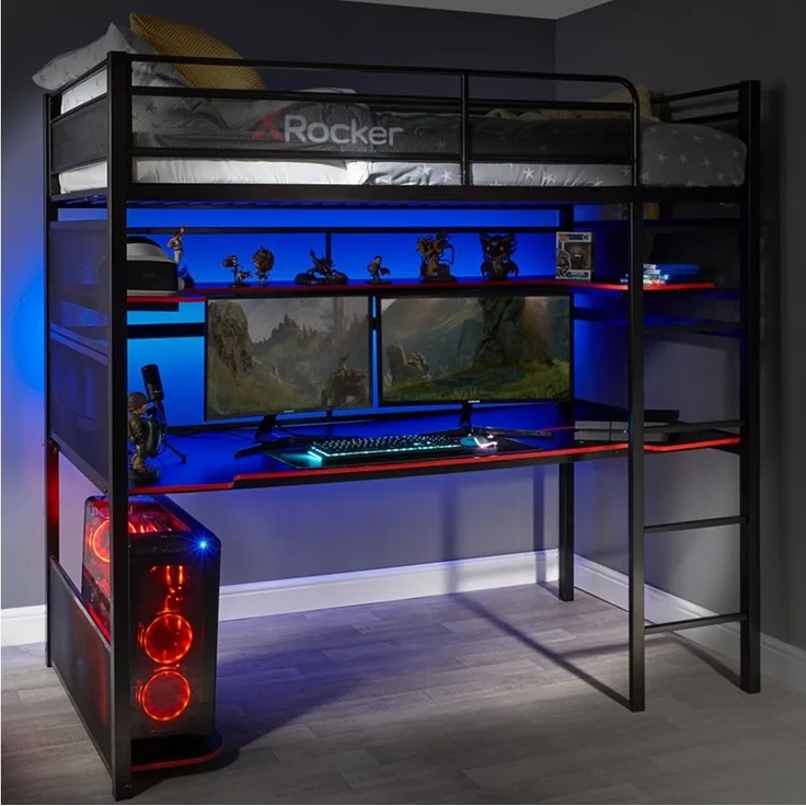 X Rocker Hochbett Battlebunk Gaming Hochbett mit XL-Schreibtisch