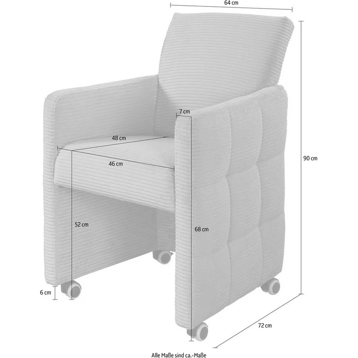 exxpo - sofa fashion Esszimmersessel Barista, Loungesessel auf Rollen mit hoher Bodenfreiheit, Barista Clubsessel auf Rollen mit schmalen Armlehnen, modernes Design – Bild 2