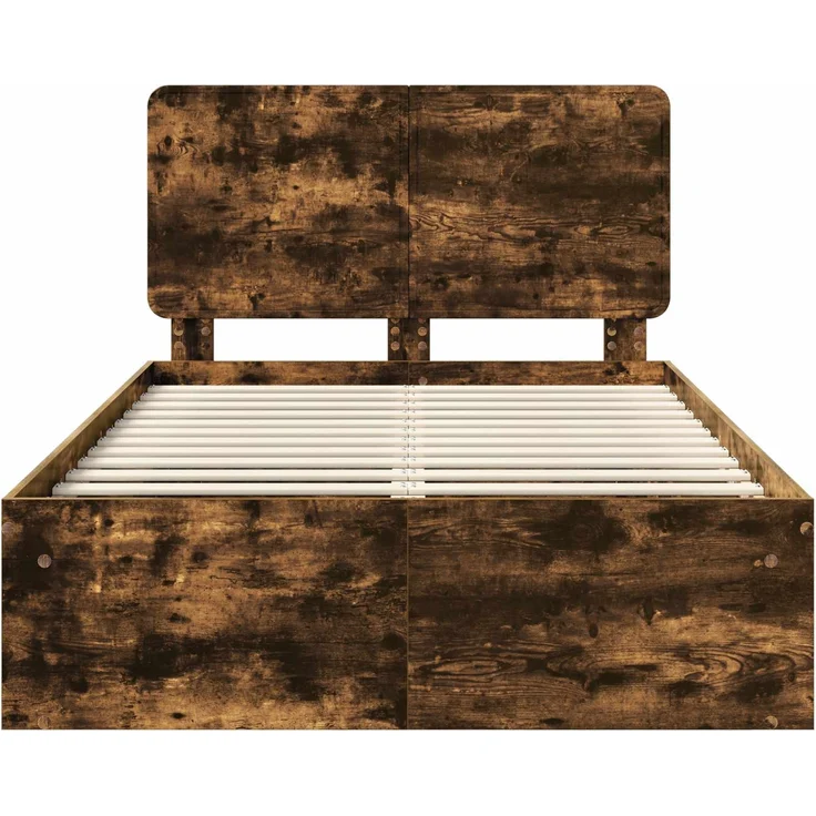 vidaXL Bettrahmen Geräucherte Eiche 120 x 200 cm Massives Kiefernholz 3412510 – Bild 6
