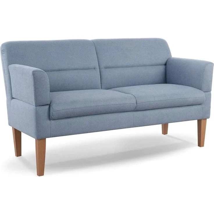 CAVADORE 2,5-Sitzer Küchensofa Kira / Sitzbank für Küche, Esszimmer oder Wohnküche inkl. Armteilverstellung / Leichte Fleckenentfernung dank Soft Clean / 168 x 94 x 81 / Flachgewebe: Hellblau – Bild 1