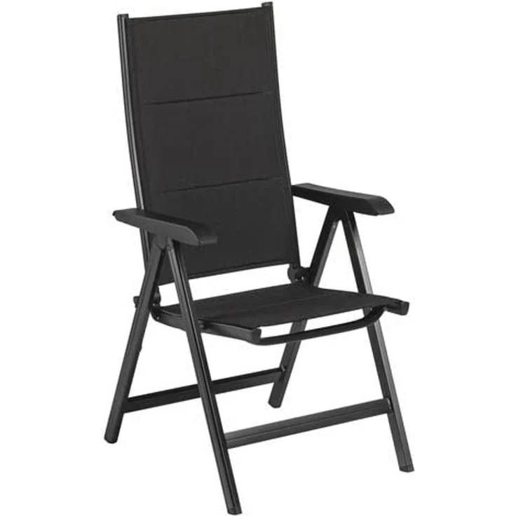 Kettler 'Basic Plus' Klappsessel mit verstellbarer Rückenlehne, Alu / Textilene, Schwarz – Bild 1