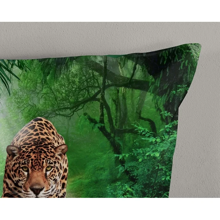 JACK Bettwäsche 135x200cm Amazonas Dschungel Jaguar, Microfaser, 2 teilig, in erfrischendem Grün – Bild 4