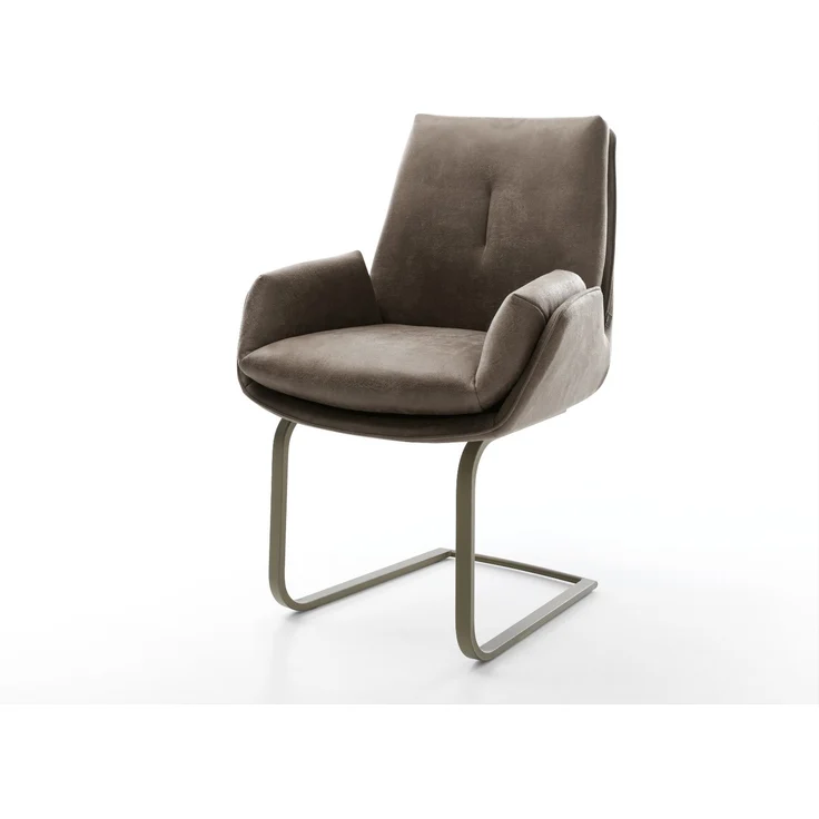 Freischwinger Clea-Flex Mikrofaser Taupe Vintage Freischwinger flach Effektfinish Titan – Bild 1