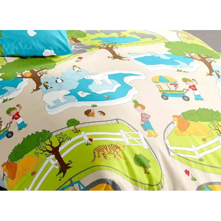 JACK Kinderbettwäsche JACK by Bierbaum Kinder Zoo Tierpark Biber Bettwäsche 2tlg. 135x200cm, Biber, 2 teilig, detailreiches Motiv, kuschlige Kinderbettwäsche, Reißverschluss – Bild 4
