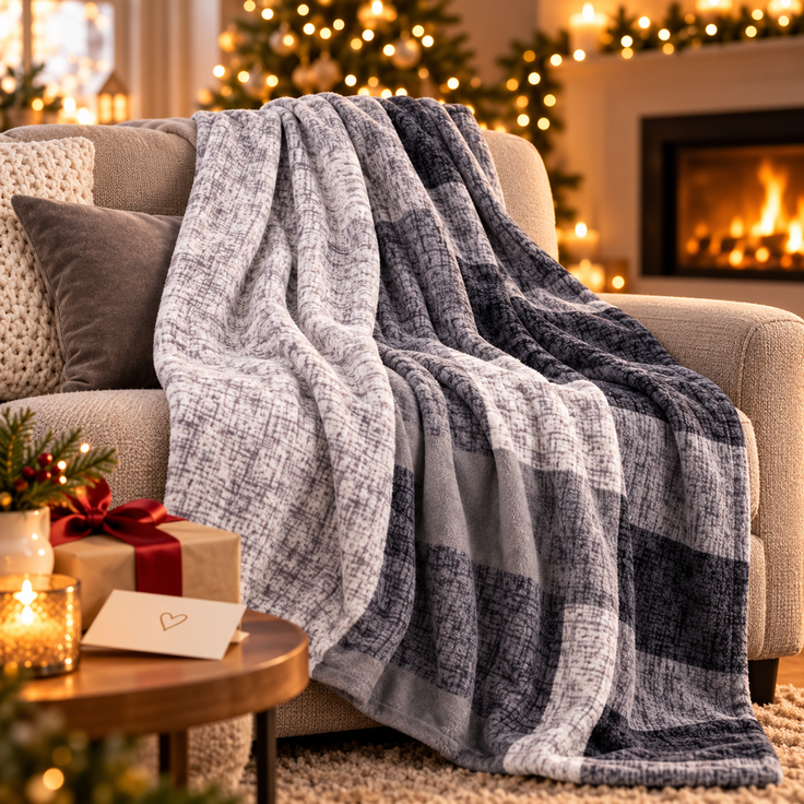 Kuscheldecke Wohndecke Flanell ( Cross Check ) - hochwertige Flauschige Decke, 150x200 cm - Cashmere Touch Tagesdecke – Bild 8