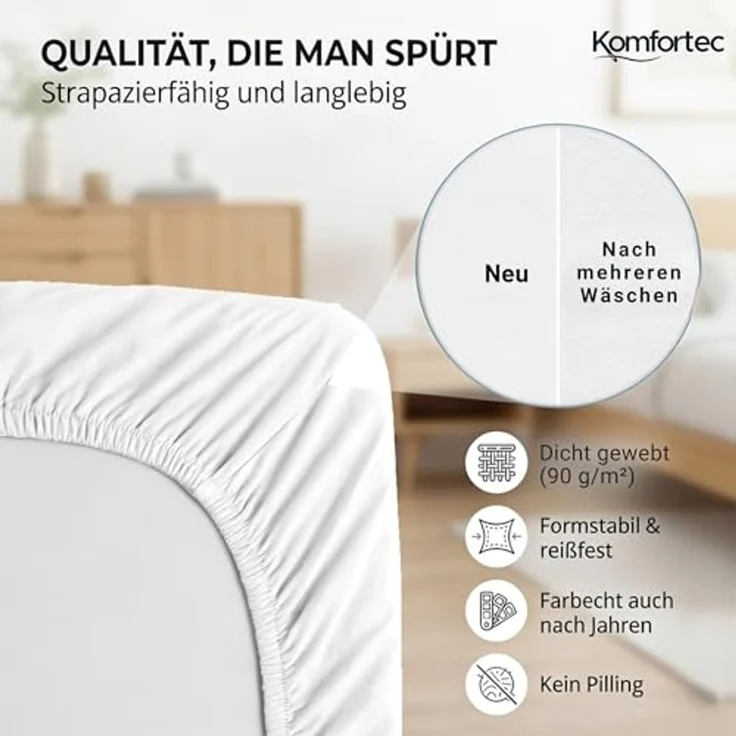 Komfortec Spannbettlaken Boxspringbett bis 15cm - 30cm Matratzenhöhe, Mikrofaser, Gummizug: Rundum, (2 Stück) – Bild 5