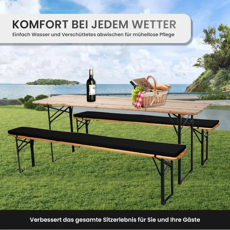 TexDeko Bankauflage Bierbankauflage (Einzeln) für Bierzeltgarnitur zum selber aufziehen, (1 St), 220x25x2cm/4cm, Top Qualität – Bild 7