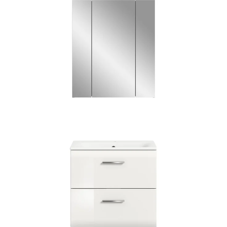 Badkombination (B/H/T: 60x185x46 cm) in weiß hochglanz tiefzieh – Bild 2