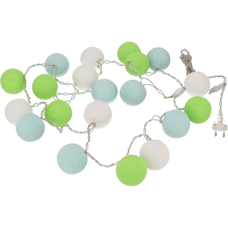 Guru-Shop LED-Lichterkette Stoff Ball Lichterkette, 20`er LED Kugel.. – Bild 1
