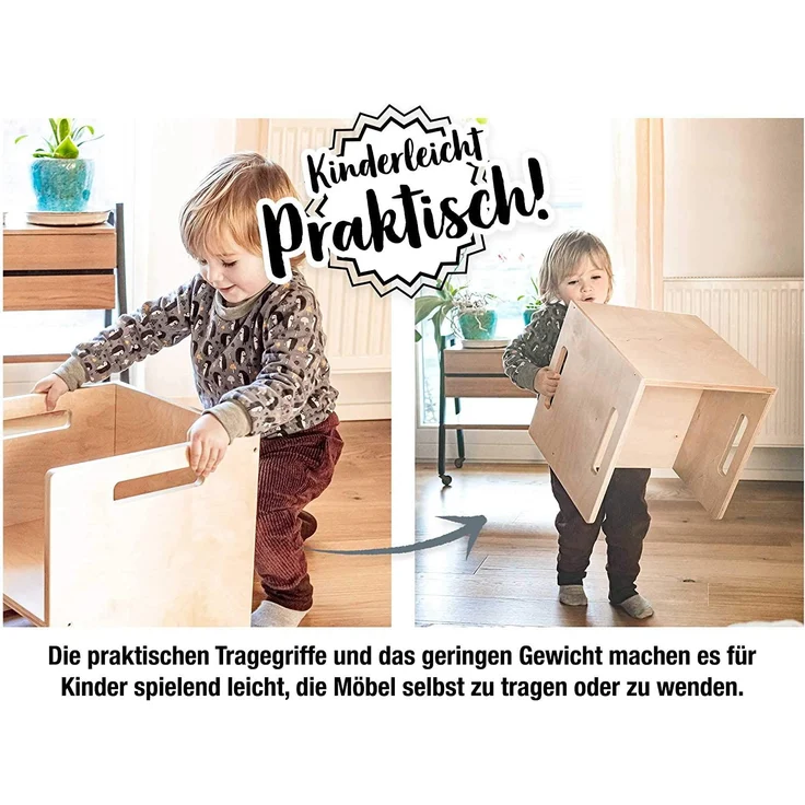 Ehrenkind Kinderhocker Montessori Wendehocker & Wendebank, Kindersitzgruppe Kinderzimmer (aus hochwertigem Holz, Hocker & Bank für Kinderzimmer), aus Birkenschichtholz – Bild 5