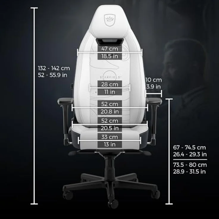noblechairs LEGEND Gaming Stuhl - Starfield Edition, ergonomisch mit Kaltschaumpolsterung und 60-mm-Rollen, bis 150 kg belastbar – Bild 9