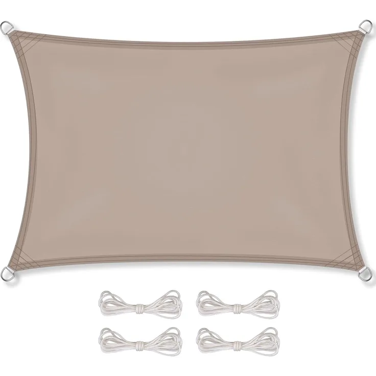 CelinaSun Sonnensegel inkl Befestigungsseile Premium PES Polyester wasserabweisend imprägniert Rechteck 2,5x3,5 m Taupe