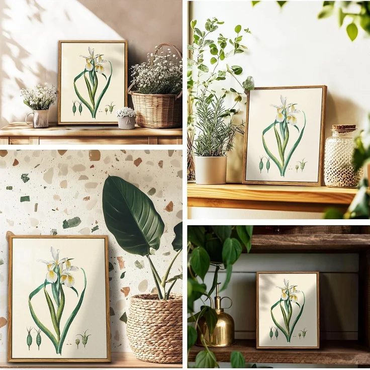 Vintage Botanische Leinwandbilder mit Holzrahmen 20x25 cm Wandbilder Wohnzimmer – Bild 3