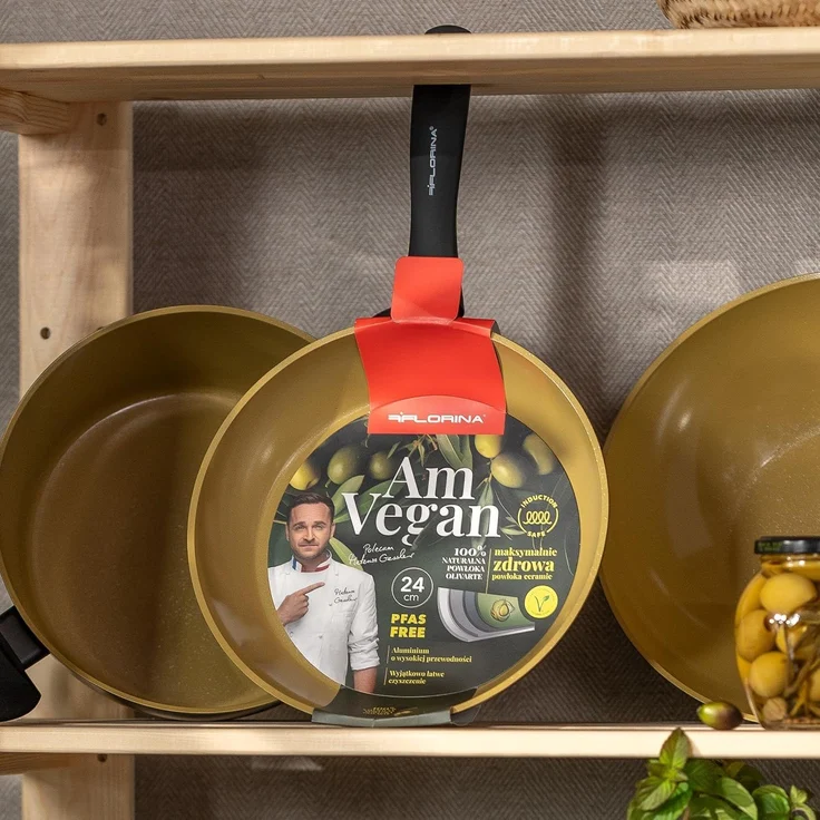 FLORINA AMVEGAN Aluminium Kasserolle 16 cm I 1,1L I Hohe Haltbarkeit I Olivenöl-Keramikbeschichtung I Einfaches Kochen & Spülen I Für alle Herdarten I Originales Design – Bild 2