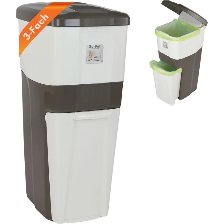 Mülleimer Küche 3 Fächer Groß Mülltrennsystem 70 Mülltrennung Mülltrenner Abfallsammler Müllsortierer 3Fach Müllsystem Küche Abfall & Recycling