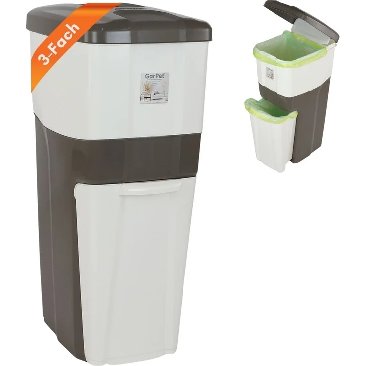 Mülleimer Küche 3 Fächer Groß Mülltrennsystem 70 Mülltrennung Mülltrenner Abfallsammler Müllsortierer 3Fach Müllsystem Küche Abfall & Recycling – Bild 1