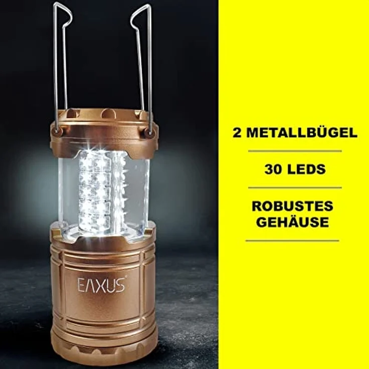 EAXUS Gartenleuchte 30 LED Campinglampe Batteriebetriebene Lampe für In- und Outdoor, LED fest integriert, Ausziehbar – Bild 3