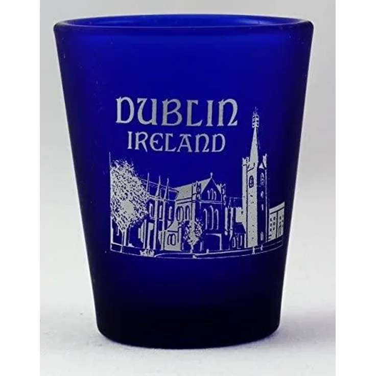 Dublin Ireland Cobalt Blue Frosted Shot Glass by World By Shotglass