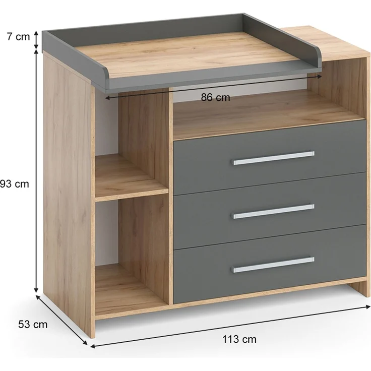 Wickelkommode Oskar Anthrazit/Sonoma 113 x 100 cm Vicco – Bild 3