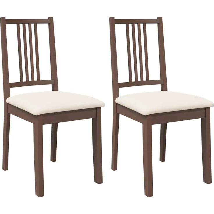 vidaXL Esszimmerstühle mit Kissen 2 Stk. Braun Massivholz Gummibaum 4102395 – Bild 1