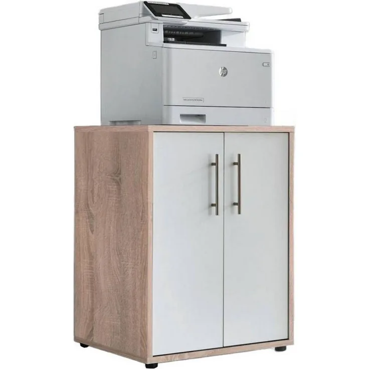 BMG Möbel Büromöbel-Set Office Edition Büromöbel Sonoma Eiche / Weiß Matt, (Schrank, Regal, Aktenschrank, Schreibtisch), Druckerschrank, individuell zusammenstellen