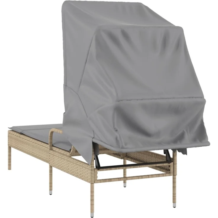 vidaXL Sonnenliege mit Dach Beige Poly Rattan 368191 – Bild 7