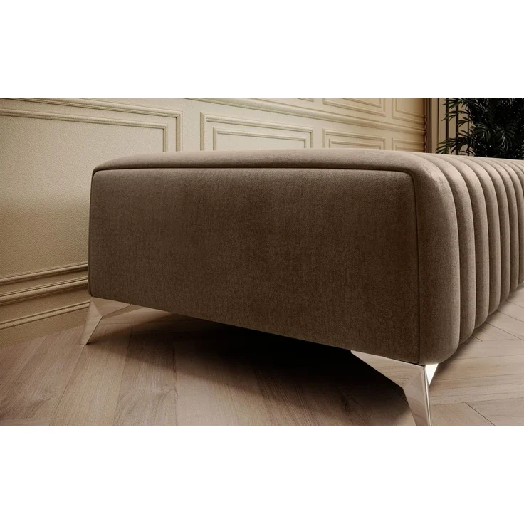 Polsterhocker Designerhocker Hocker ELENI Stoff Monolith Hellbraun – Bild 3