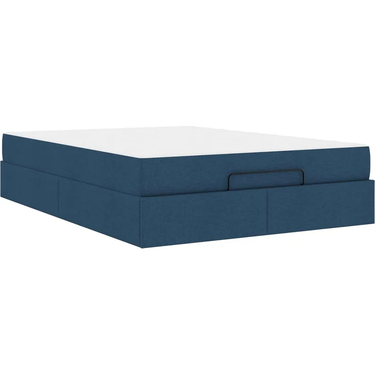 vidaXL Bettgestell mit Matratze mit Matratze 2 pcs Blau Stoff 3399507 – Bild 1