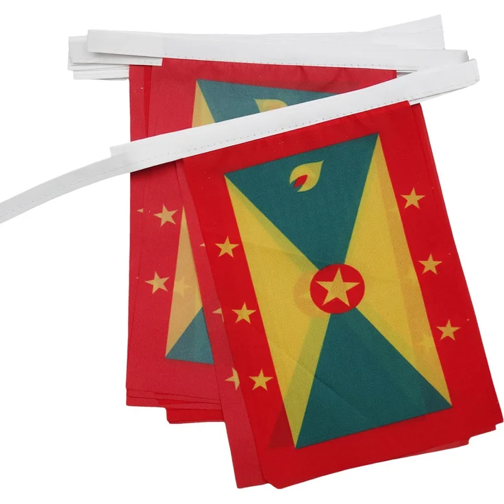 AZ FLAG - Fahnenkette Grenada 6 Meter Mit 20 Flaggen - 21x14 cm - Grenada Girlande Flaggenkette 14x21 Cm