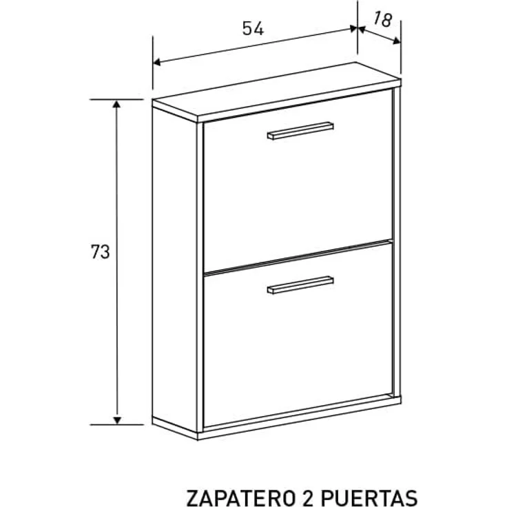 Homey - Schuhschrank mit 2 Türen, schmaler Schuhschrank, Modell Alais, Finish in Honig-Eiche, Maße: 73 cm (Höhe) x 54 cm (Breite) x 18 cm (Tiefe), praktisch und funktional – Bild 3