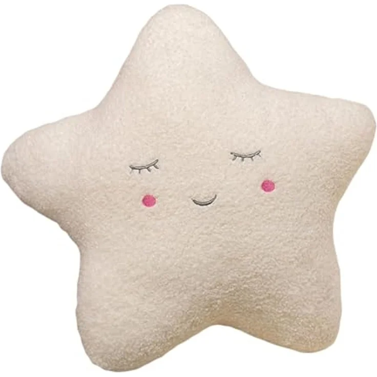 Kuschelkissen Kinder Sternkissen 40 cm Weiche Flauschige Sternform Zierkissen Sofakissen, Sternkissen Dekokissen für Kinderzimmer Mädchen Jungen (geschlossene Augen,Weiß) – Bild 1