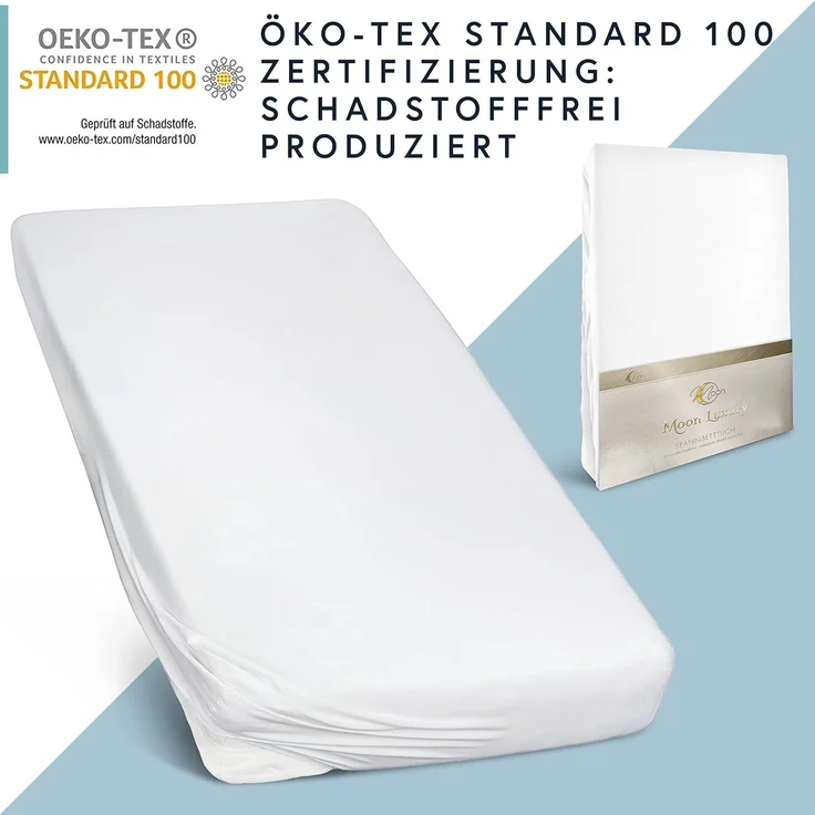 MOON Heimtextilien Spannbettlaken MOON-Luxury Spannbettlaken Jersey Stretch 230g/m², 97% Mako-Baumwolle 3% Elastan – Bild 3